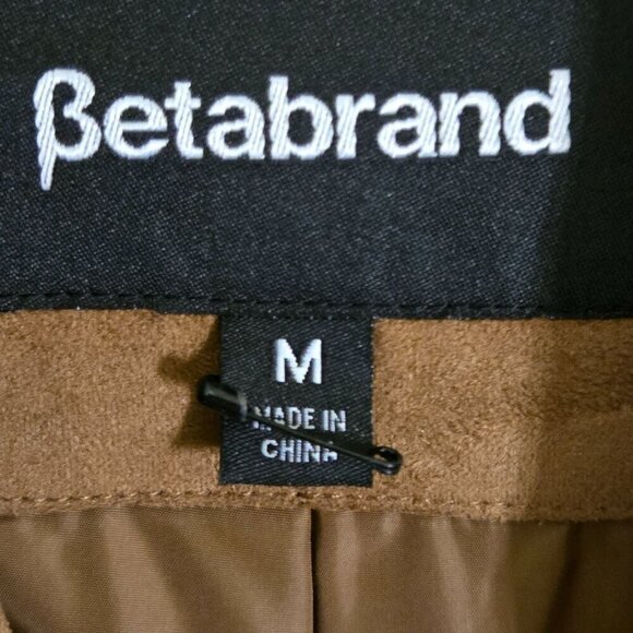 Betabrand Everyday Vegan Suede Moto Jacket Zipper Pockets Brown Size M - Picture 7 of 9